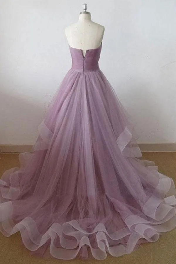 A-line Strapless Sweetheart Neck Mauve Long Prom/Evening Dresses PG959