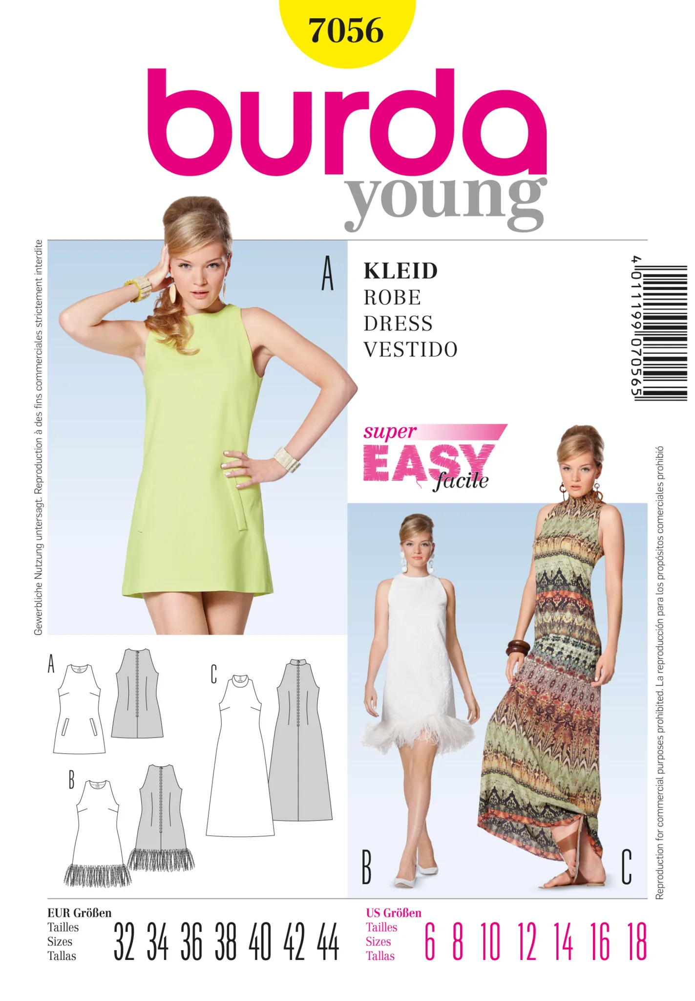 Burda 7056 60's Style Dress Pattern