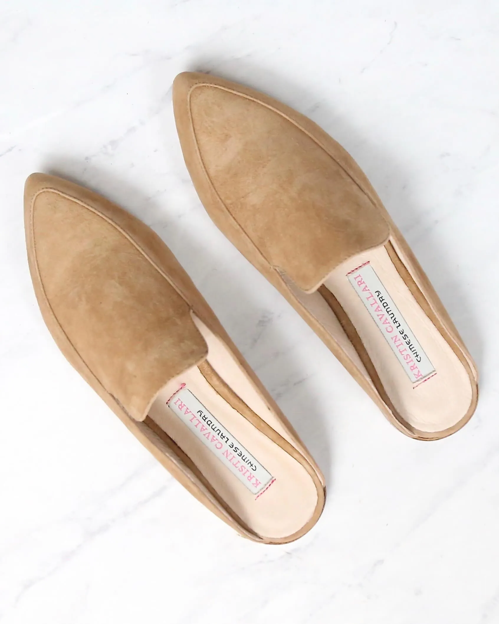 Chinese Laundry x Kristin Cavallari - Capri Camel Kid Suede Loafer Slides