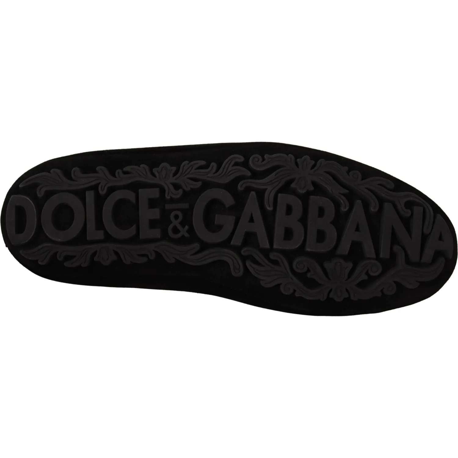 Dolce & Gabbana Elegant Black Leather Loafer Slides with Gold Embroidery