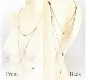 Erotic Multi Strand Backdrop Necklace with Nipple Chains. Choose Non Piercing Nipple Nooses or Clamps. BDSM