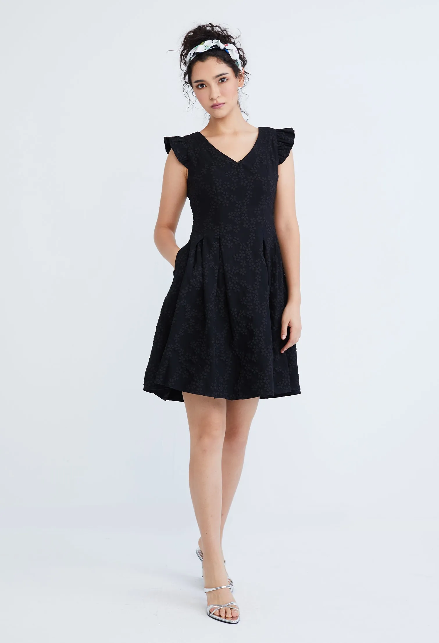 Frilled Cap Sleeve Smock Dress