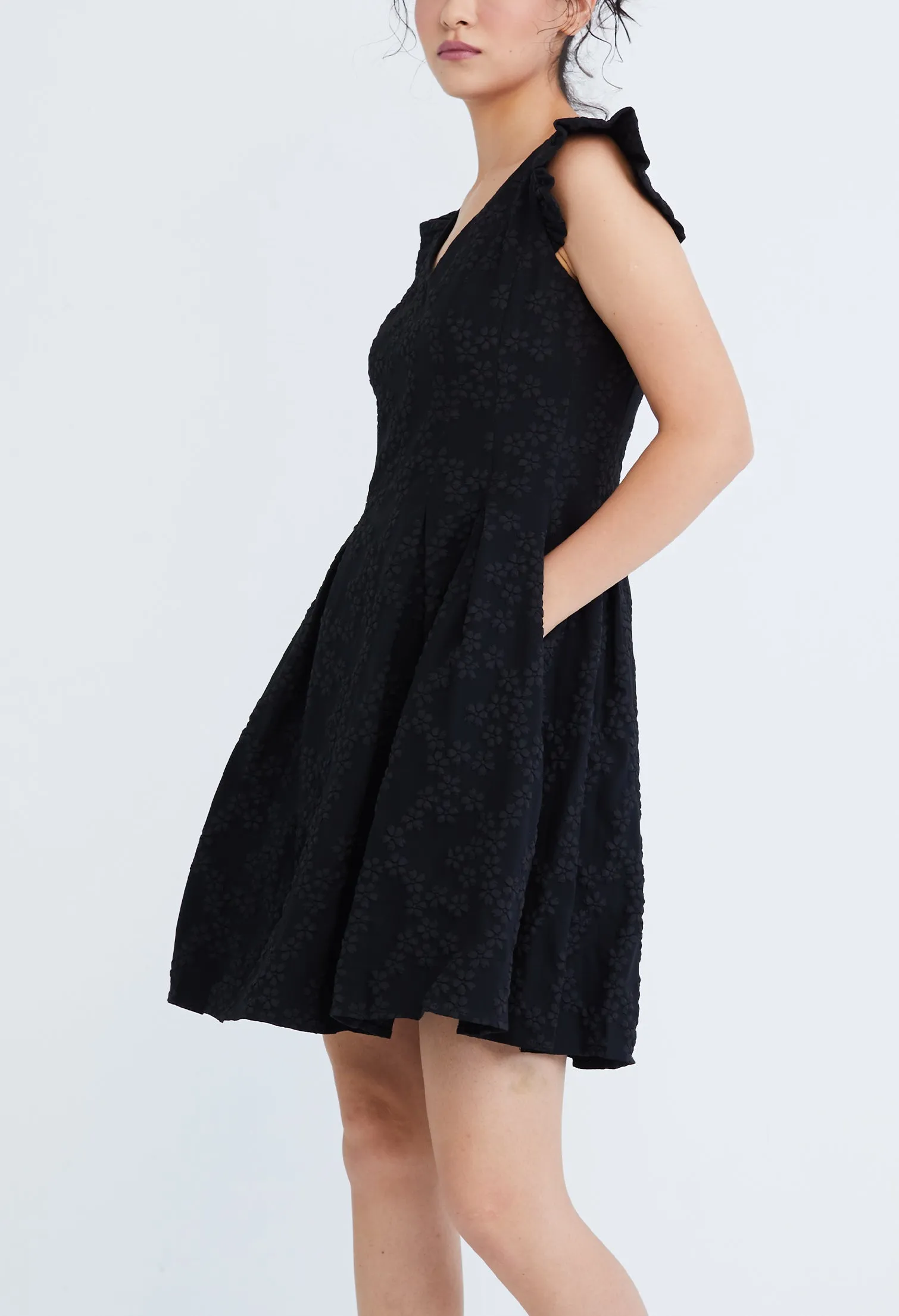 Frilled Cap Sleeve Smock Dress