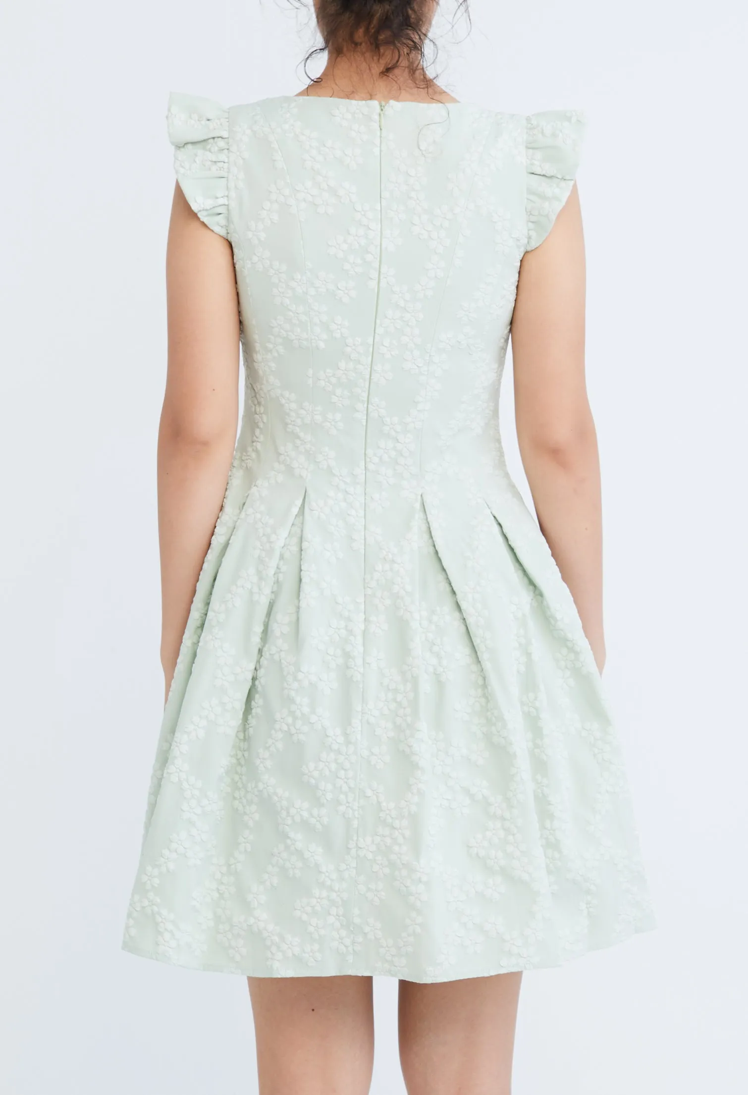 Frilled Cap Sleeve Smock Dress