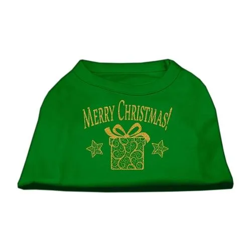 Golden Christmas Present Dog Shirt Emerald Green XXXL (20)