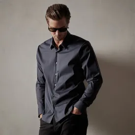 Matte Stretch Poplin Dress Shirt - Navy