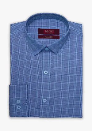 Sky Blue Checkered Dress Shirt