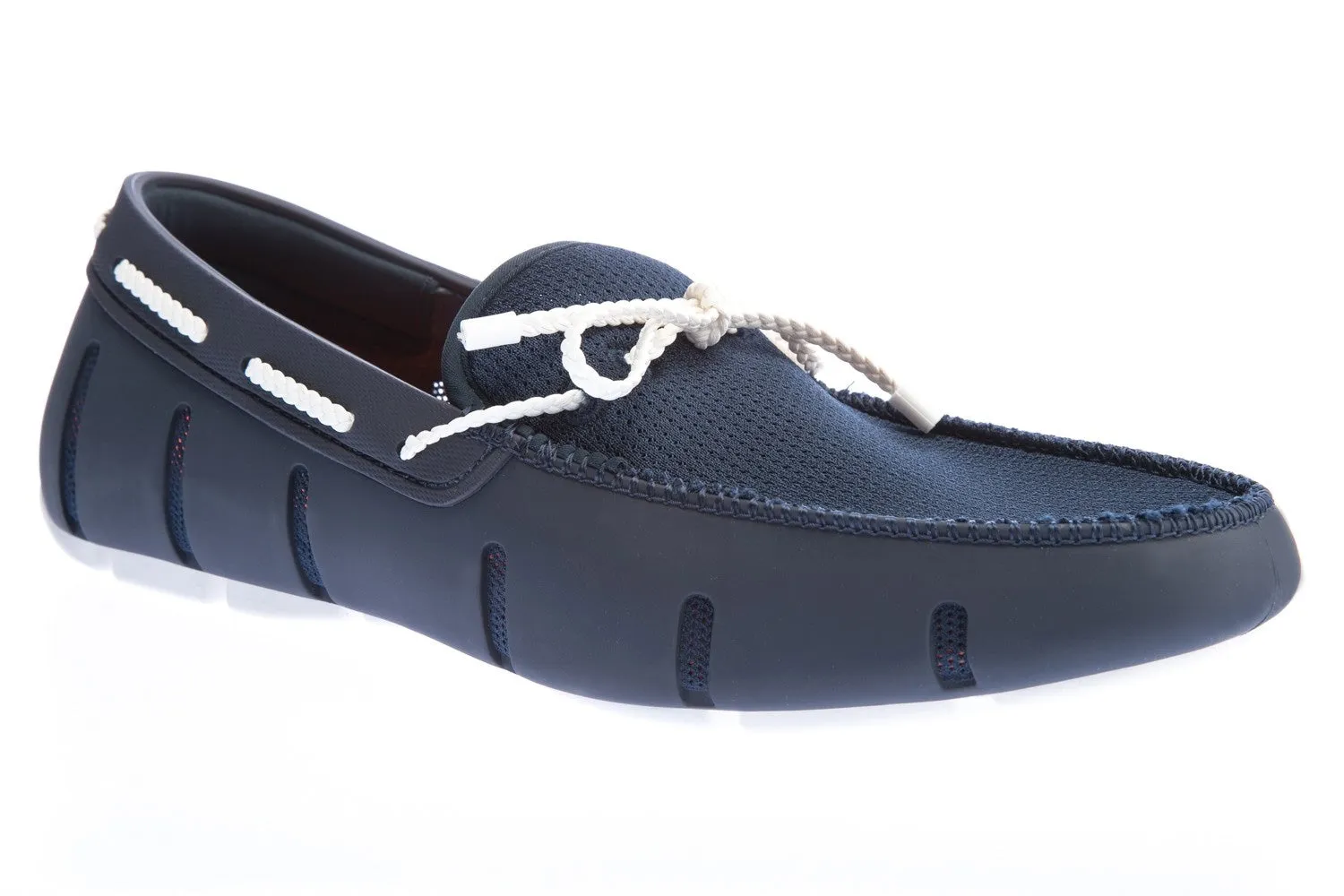 Swims Braided Lace Loafer Shoe in Navy & White