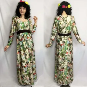 Vintage 70s | Psychedelic Floral MOD Groovy Boho Hippie Maxi Dress | S